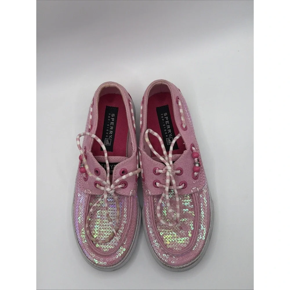 Sperry‎ Girls 13.5  Bahama Pink Sequin Boat Shoes Sparkle Lace Up Casual Flats
